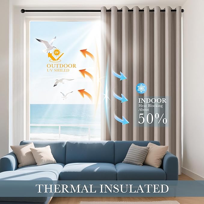 PONY DANCE Blackout Curtains for RV Camper Windows, Privacy Thermal Insulated Mini Curtains & Drapes for Bedroom Bathroom Kitchen Door Window Farmhouse Cover(2 Panels, W 42 x L 36 inches, Light Taupe)