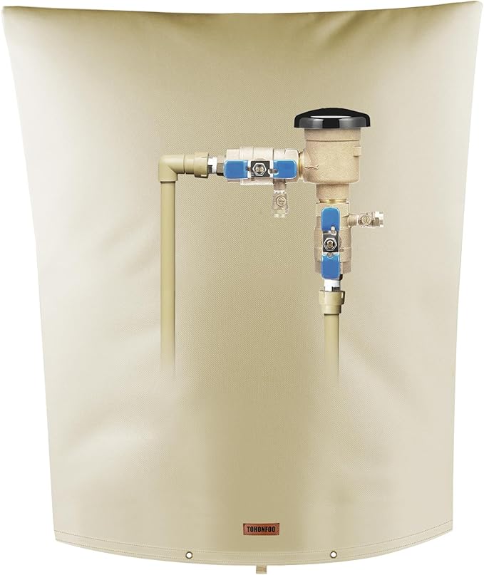 Backflow Preventer Pipe Insulation Cover (5°F) - Irrigation Sprinkler Valve Insulated Pouch - Water Well Pump Cover - Sturdy 5 Layers for Winter Freeze Protection, 20" W x 26" H, Beige