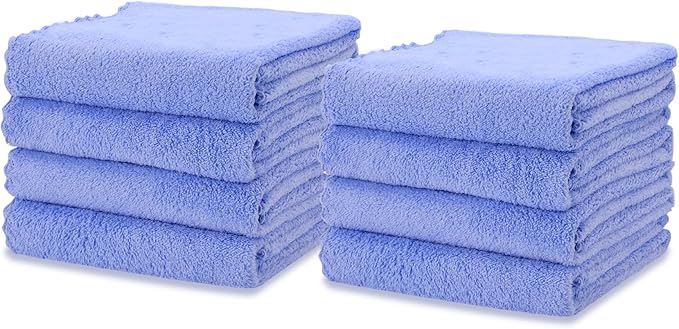 kimteny Kitchen Cloth Dish Towels, 13x28 Inches Premium Dishcloths, Super Absorbent Coral Velvet Microfiber Cleaning Cloths, Fast Drying Rags for Washing Dishes (13x28-8 Pack, Blue)