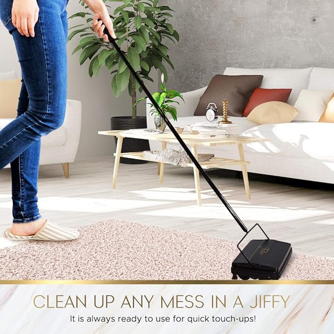 Fuller Brush 17073 Electrostatic Carpet & Floor Sweeper - 9" Cleaning Path - Lightweight - Ideal for Crumby Messes - Works On Carpets & Hard Floor Surfaces - Peach