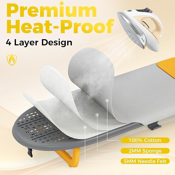 KINGBOARD Tabletop Ironing Board, Small Ironing Board with Iron Holder, Foldable Mini Iron Board, Easy Storage for Travel & Dorm, 12x32 Grey