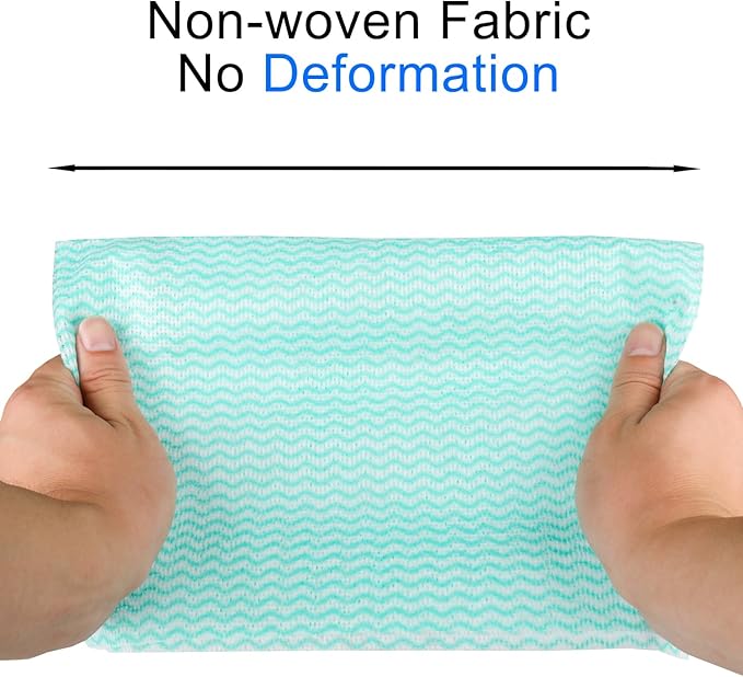 100 Count Disposable Cleaning Towels and Dish Cloths,Super Absorbent Dishcloths,Multi-Surface Cleaning Wipes for Kitchen Dishes, Windows, Bathroom (Green)