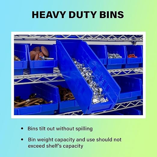 Akro-Mils 30120 Plastic Shelf Bins, Heavy Duty Storage Bins for Garage, Closet, and Drawer Organization, 12-Inch x 4-Inch x 4-Inch, Red, 24-Pack