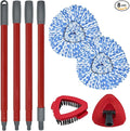 Mop Replace Head Mop Handle for O Cedar Mop, Mop Replacement for Ocedar Spin Mop Includes 2 Mop Heads Replacements 4-Section Mop Handle 1 Mop Base 1 Scrubber Mop Head for O-Cedar Spin Mop