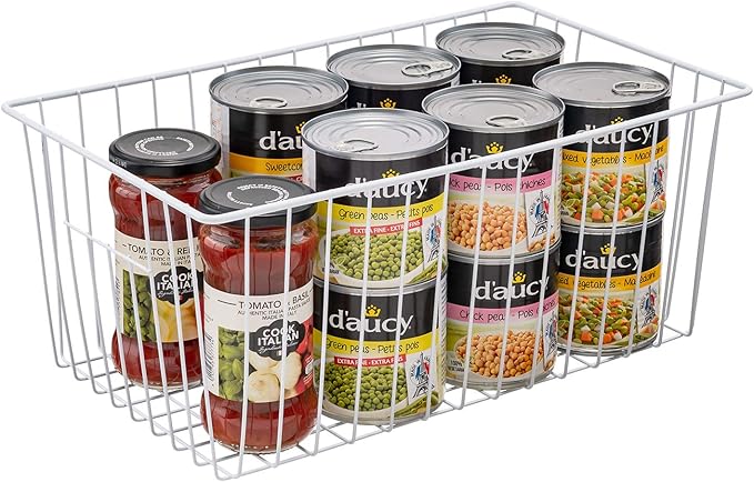 Freezer Organizer Bins, Upright Freezer Baskets for 16, 17, 21 cu.ft Standup Freezer, Wire Storage Baskets with Built-in Handles, 6Pcs, White