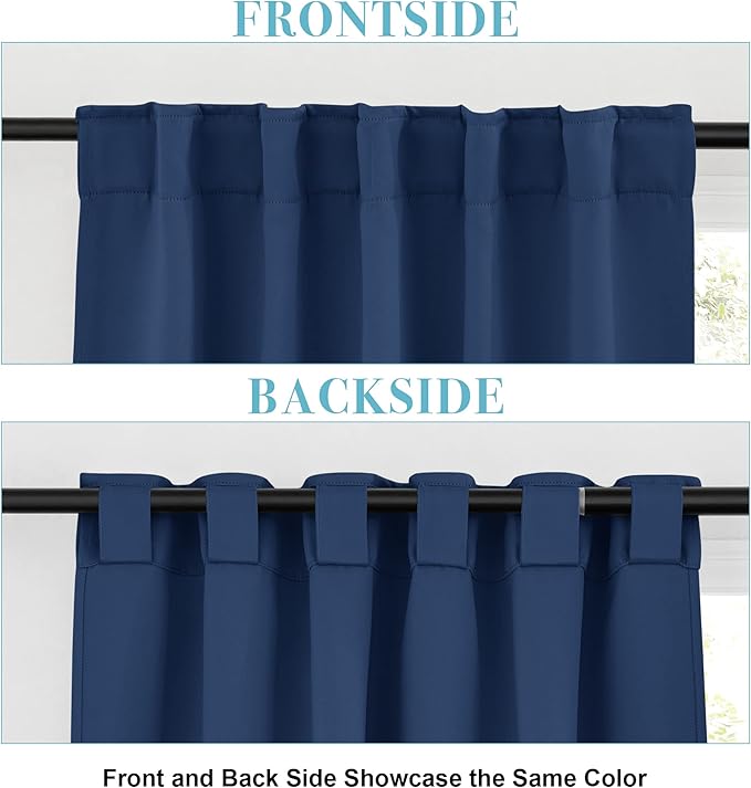 RYB HOME Blackout Curtains for Living Room Thermal Insulated Privacy Solar Drapes for Kids Bedroom Cafe Bathroom, 42 inch Width x 54 inch Length, Navy, 2 Panels