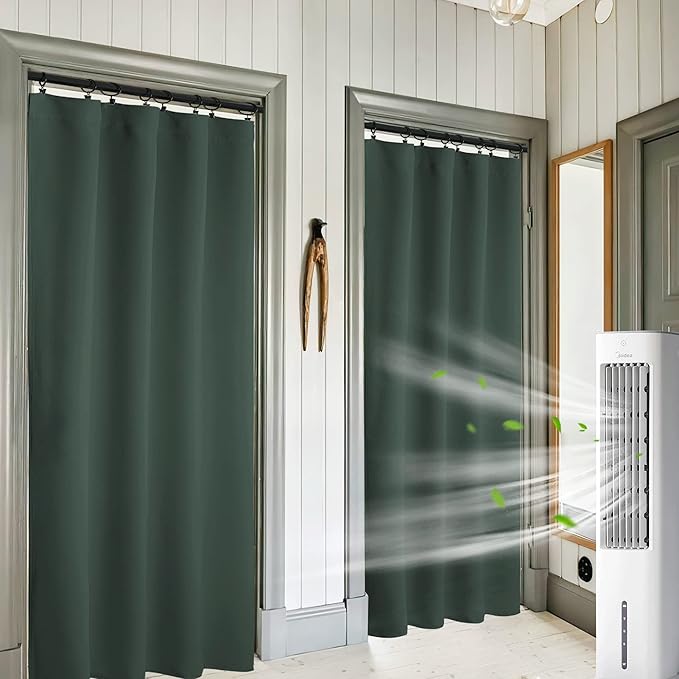 RYB HOME Room Darkening Curtains 84 inches Length 2 Panels Set, Privacy Assured Blackout Window Covers Thermal Insulated Rod Pocket Drapes for Living Room, 42 x 84 inch, Dark Green