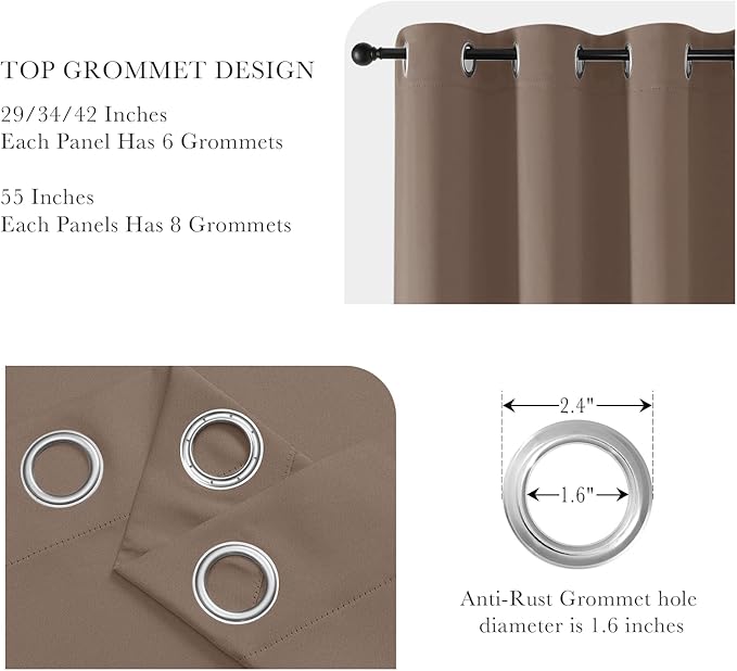 PONY DANCE Blackout Curtain Panels - Window Treatments Room Darkening Thermal Insulated Drapery with Grommets for Living Room Bedroom, W 55" x L 102", Chocolate Brown, 2 Pieces