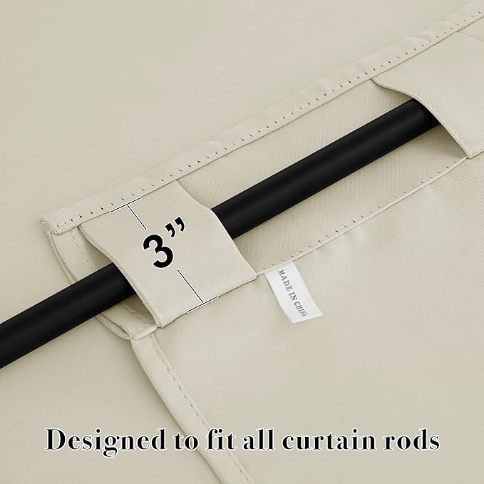 RYB HOME Room Darkening Curtains 2 Panels Set, Energy Efficient Privacy Drapes Back Tabs Small Wondow Shades for Basement Bathroom Kids' Room, 42-inch Wide by 63-inch Long, Beige