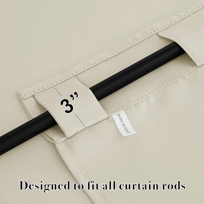 RYB HOME Blackout Curtains for Living Room, Back Tab & Rod Pocket Top Insulating Window Decor for Bedroom Dining Classroom Home Office, W 62 x L 63, Beige, 2 Panels