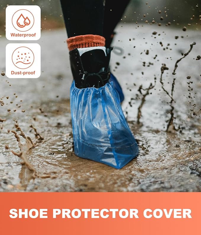 Shoe Covers Disposable Non Slip - 70‑Pack Compact Tear‑Off Roll, Waterproof CPE Boot Covers,Disposable Shoe Covers, Shoe Booties for Indoor Use, Home Cleaning, Real Estate (One Size Fits Most)