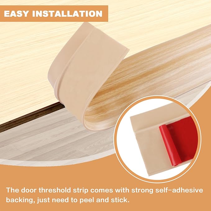 Vinyl Door Threshold Flooring Transition Strip Self Adhesive Carpet Edging Strip for Laminate Doorway Edge Threshold from 1/5" to 2/5" (Light Yellow Wood Grain, 3.3 Ft)