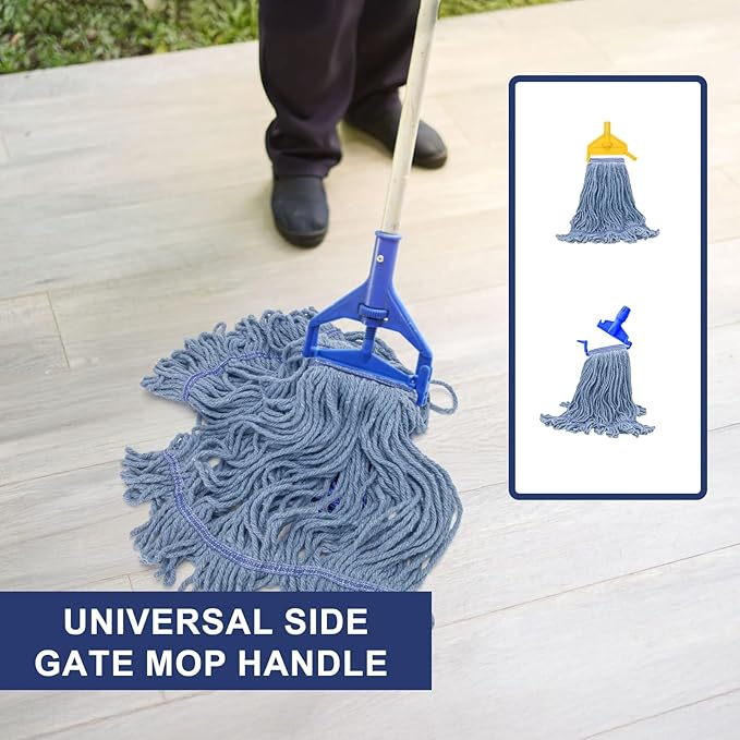 KeFanta 6 Pack Heavy Duty Commercial Mop Head Replacement,Wet Industrial Cotton Looped End String Mops Refill for Floor Cleaning,Blue