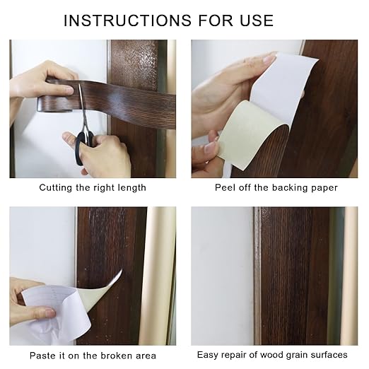 BOMEI PACK Wood Grain Repair Tape,Self Adhesive Repair Patch for Furniture, Floors, Cabinets, Windows, Doors, RV, Home Decor and DIY Projects (2, Walnut)