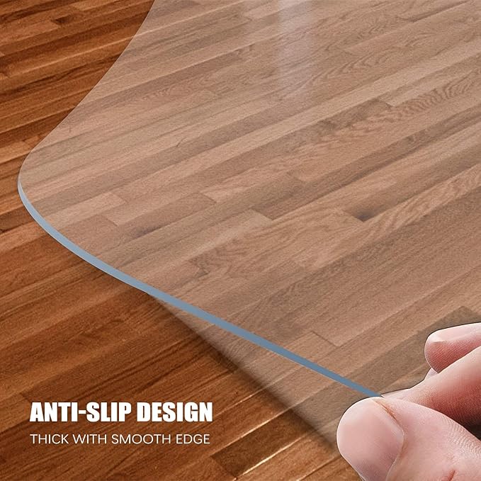 Kuyal Clear Chair mat for Hardwood Floor 51 x 63 inches Transparent Floor Mats Wood/Tile Protection Mat for Office & Home (51" X 63" Rectangle)