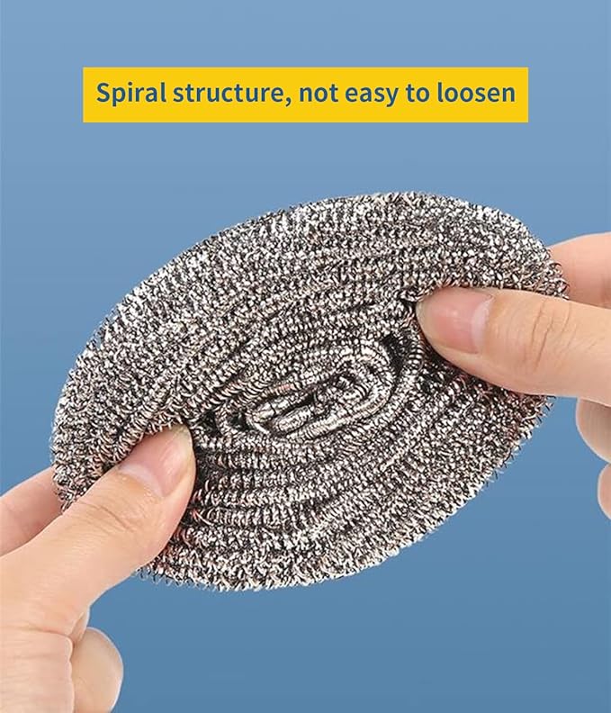 12Pcs Steel Wool Scrubber - Steel Wool for Cleaning Dish Pots Pans Grills Stainless Steel Scrubber for Kitchen Sinks Cleaning Steel Wool Pads Metal Scrubber