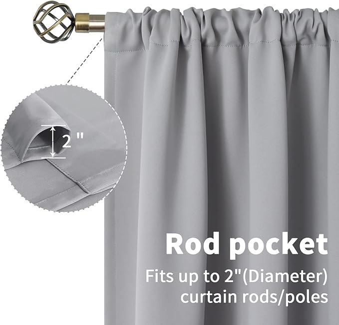 BGment Light Grey Short Curtains 36 Inches Length for Kithchen Window Over Sink - Small Half Window Drapes with Rod Pocket Darkening Privacy for Cafe Front Door Bathroom, 2 Panels, 29 x 36 Inch