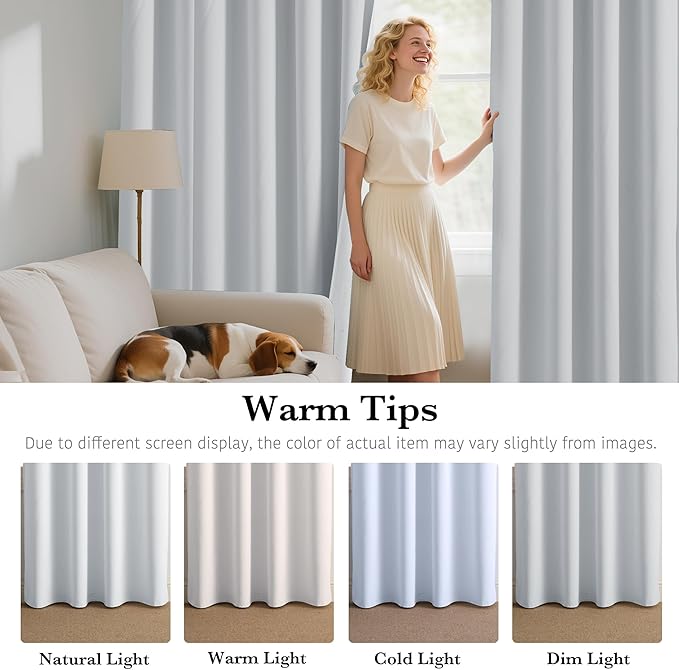 RYB HOME White Short Blackout for Small Window 45 inches Length, Thermal Insulated 100% Blackout Noise Reducing Window Shades for Bedroom Office, 34 inches Wide by 45 inches Long
