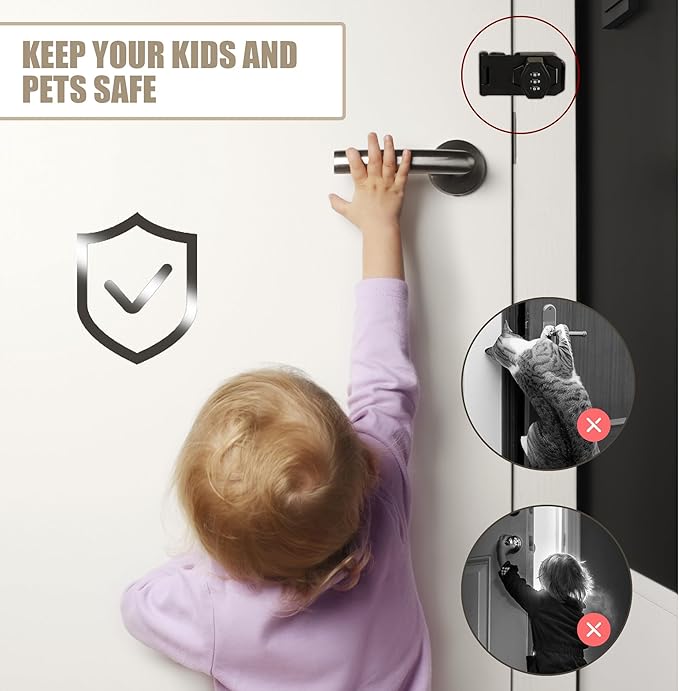 Password Rotary Hasp Locks, Digit Combination Lock Door Security Slide Latch Door Lock for Drawers, File Cabinets, Cabinets, Interior Doors, Barns, Garage Doors, Fence (3 Inch)