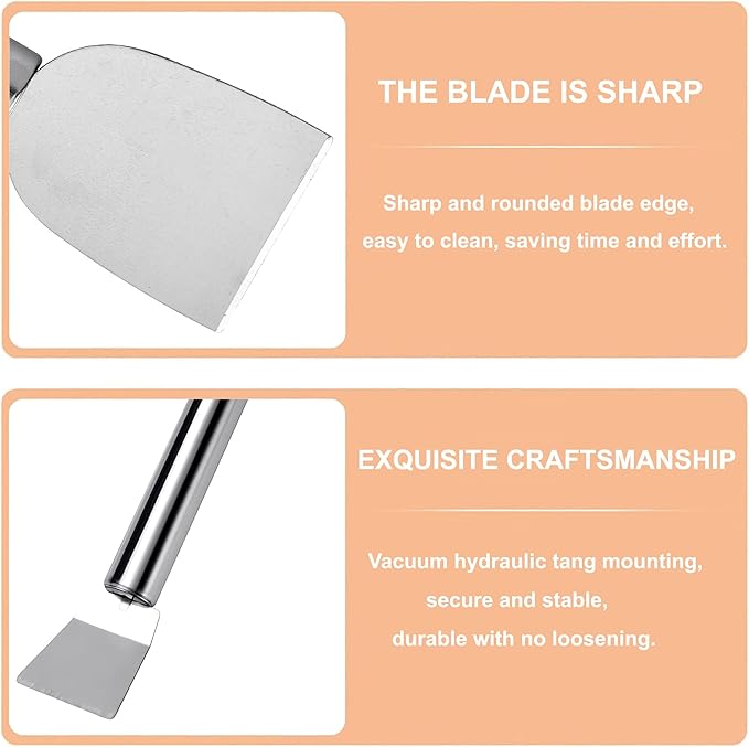 2 PCS Stainless Steel Scrapers – Multifunctional Scraper Cleaning Tool for Cookware, Stovetop, Adhesive, Oven Racks, Grout, Grill & Glass, Durable Scraper for Kitchen & Home, Fridge Cleaning