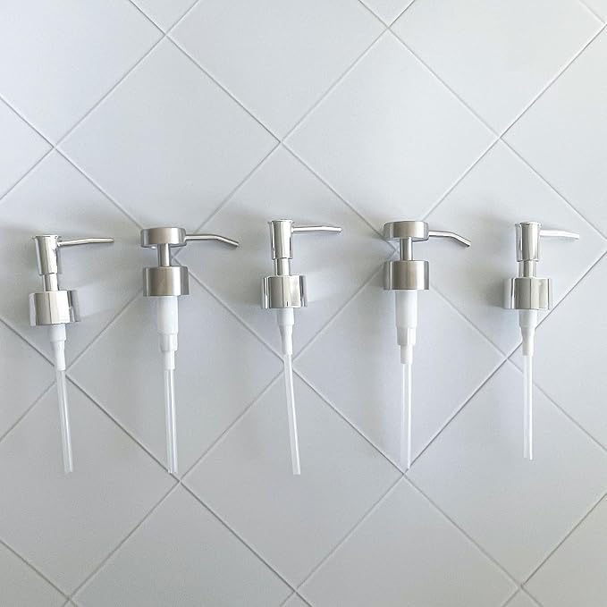 Soap Dispenser Pump Head Replacement 3 Pack, 28/400 Threads Standard Size, for Bathroom and Kitchen (Clear Silver)