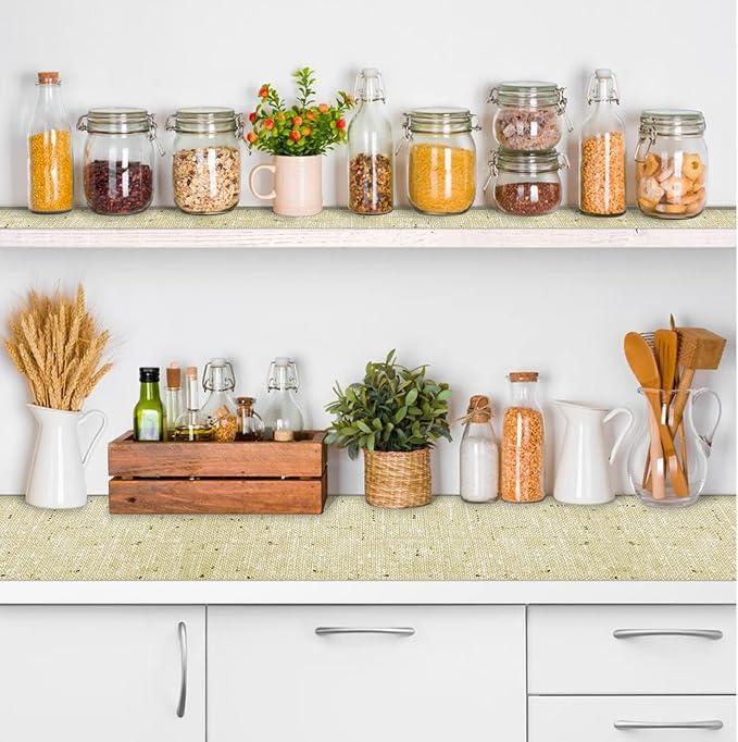 Shelf Liner 18" W x 96" L Cabinet Liners Non Adhesive, Drawer Liners Non Slip Kitchen Mat Waterproof Oil-Proof for Kitchen Cabinet, Shelves, Refrigerator, Storage, Easy to Trim