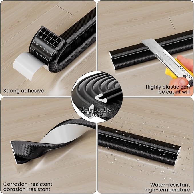 V Shape Foam Weather Stripping Door Frame Seal Strip 33FT Black, Draft Stopper, Insulation Winter, Weatherstripping, Gap Sealing, Soundproofing, Self-Adhesive Used for Exterior Front Door Side