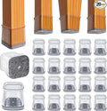 BUMACO Chair Leg Floor Protectors Square Chair Leg Protectors for Hardwood Floors Silicone Pads Covers to Protect Floors Clear-20 Pcs Square L (1-1/16" to 1-5/8")