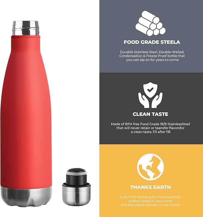 MEWAY 17oz Sport Water Bottle Vacuum Insulated Stainless Steel Leak-Proof Double Wall Cola Shape Water Bottle,Keep Drinks Hot & Cold (4 Pack, MIX)