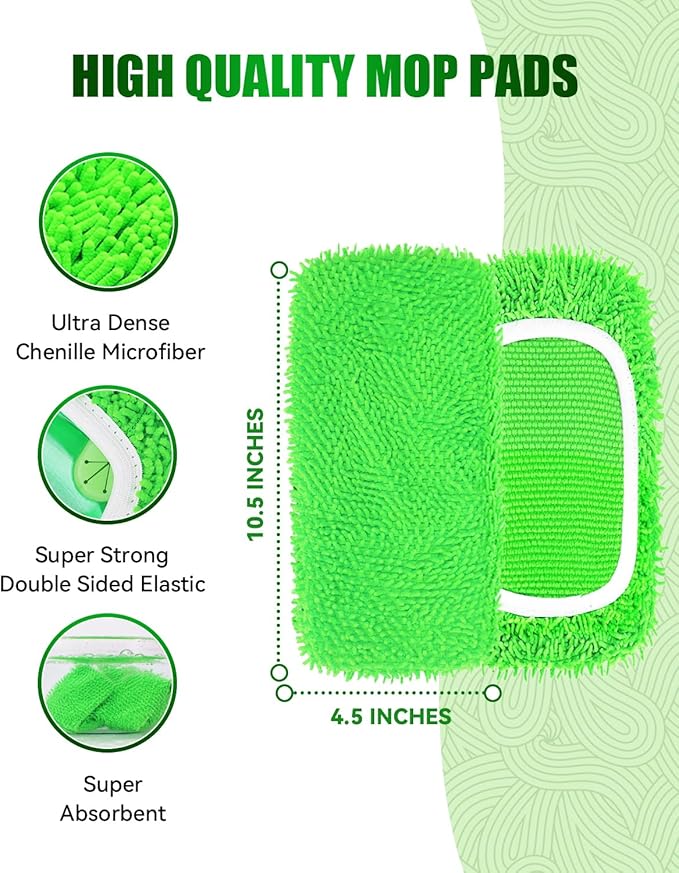 Reusable Wet Pads Refill for Swiffer Sweeper Mop, Dry Sweeping Cloths & Wet Mopping Cloths for Household Cleaning, Washable Microfiber Pads for Wood Floors, 6 Pack