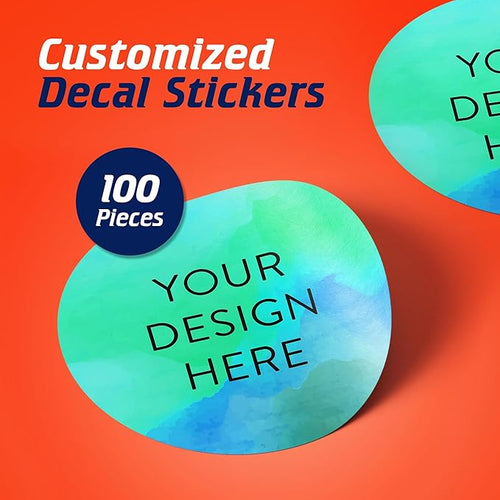 100 Custom Vinyl Stickers - Upload Your own Image, Text, Design, Logo - Personalized Logo Labels for Handmade, Packaging, Bottle, Jars, Candle, Brand Stickers (Blue Green, 6x6)