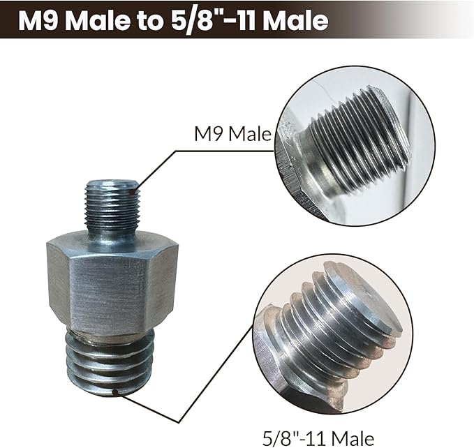3" Hook and Loop Sanding/Polishing Backing Pad, M9 to 5/8-11 Hex Grinding Bit Thread Adapter, for Milwaukee M12 Polishers/Sanders with M9 Spindle Threads