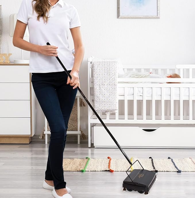 Fuller Brush 17052 Electrostatic Carpet & Floor Sweeper - 9" Cleaning Path - Lightweight - Ideal for Crumby Messes - Works On Carpets & Hard Floor Surfaces - Red
