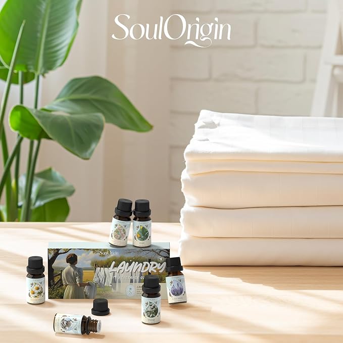 Laundry Fragrance Oils Set, Essential Oil for Diffuser, Aromatherapy Gift, Clean Scent Diffuser Oil, Use with Wool Dryer Balls,Chamomile, Fresh Cotton, Sage, Cedar, Lavender, Cherry Soap