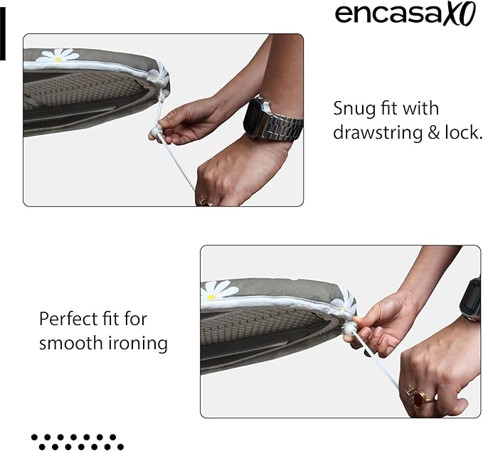 Encasa Ironing Board Covers (44 x 13.5 inch) Drawstring Tightening with Thick 3 mm Felt Padding, Easy Fit, Scorch Resistant, Printed - Grey Tiles as Unit in hand is for 44*13.5