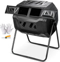 Nova Microdermabrasion 43 Gallon Compost Tumbler Bin Composter Dual Chamber BPA Free Compost Bin Outdoor Rotating Garden Yard Waste Bins