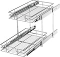 LOVMOR 2 Tier Individual Pull Out Cabinet Organizer 11" W x 18" D, Slide Out Kitchen Cabinet Storage Sliding Shelves