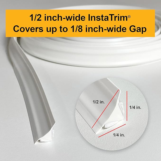 InstaTrim The Original Flexible Trim - 10ft Dark Brown 1/2" Wide Caulk Tape - Adhesive Trim with Many Uses Including Caulking for Bathtubs, Sinks, Counters, Tile, Floors - Made in USA