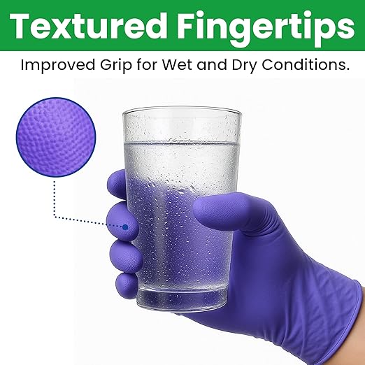 SafeWay Nitrile Disposable Gloves — Multi-Purpose Powder-Free, Non-Latex, Medical Use, and Textured Fingertips for Food Prep, Cleaning, Tattoo, Nursing, Lab, Examination, & More — (6000 pcs, Small)
