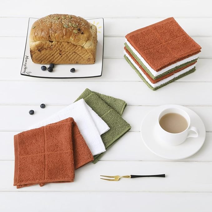 Glynniss Kitchen Dish Cloths Highly Absorbent Dish Rags 100% Cotton Wash Cloths for Washing Dishes (White, 50)