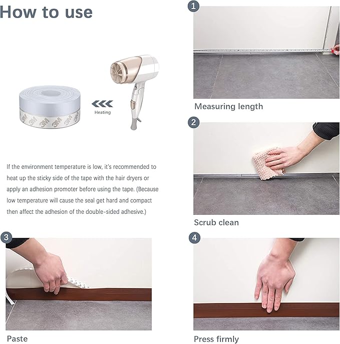 TAROSE Weather Stripping, 33 Feet Weather Seal Strip, Adhesive Silicone Tape (White, 25MM) for Door, Window, Shower Door