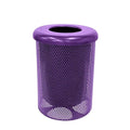 COATEDOUTDOORFURNITURE RFT-P-PUR Heavy Duty Round Trash Receptacle with Flat Top, Liner Included, 32 Gallon, Purple, Made in America