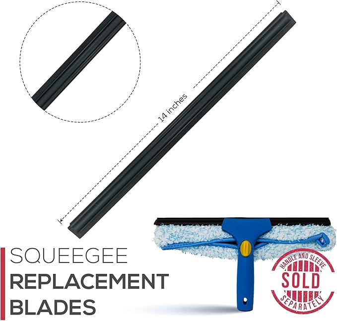 Kleen Handler Pack of 30 Professional 14” Window Washing Squeegee Blades, Replacement Blades for Squeegee Cleaning Tool, Squeegee Combo Blade Replacement (Pack of 30 Squeegee Blades)