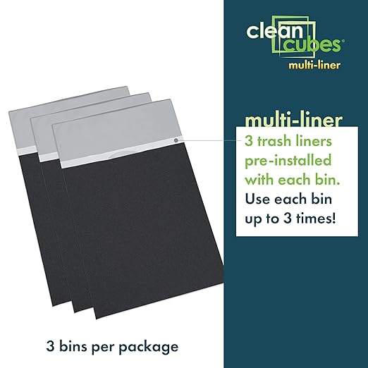 30 Gallon Disposable Pop-Up Trash Cans (3-Pack, Multi-Liner) with Fitted Bags – Foldable Garbage & Recycling Bins for Parties, Events & Kitchen (Black 30" H x 14" W x 17" D)