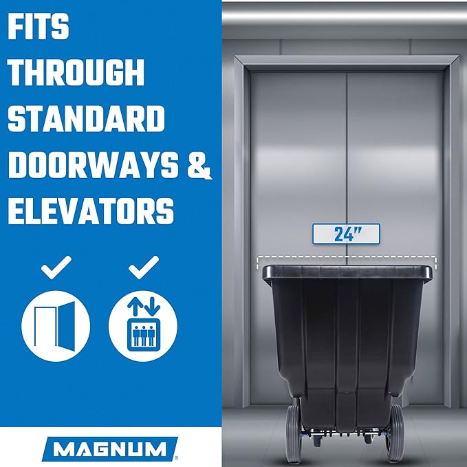 Magnum Tilt Truck, 1/2 Cu. Yd. Capacity Dump Cart with Non-Marking 12” Wheels & 5” Casters for Handling, Transporting on Construction Jobsites, 750 lbs, Trash Cart with Wheels DUC12T-NM-04PK (4-Pack)