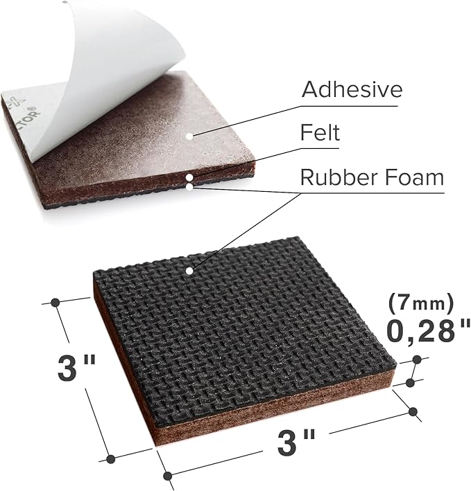 X-PROTECTOR Non Slip Furniture Pads – 12 Premium Furniture Grippers 3"! Best SelfAdhesive Rubber Feet Furniture Feet – Ideal Non Skid Furniture Pad Floor Protectors – Keep Furniture in Place!