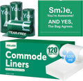 Commode Liners with Absorbent Pads, 120Pack Tear-free Leak-proof Bedside Commode Liners, Universal Disposable Commode/Bed Pan Liners for Bedside Commode, Standard Toilet, Chair Bucket(120Bags+120Pads)