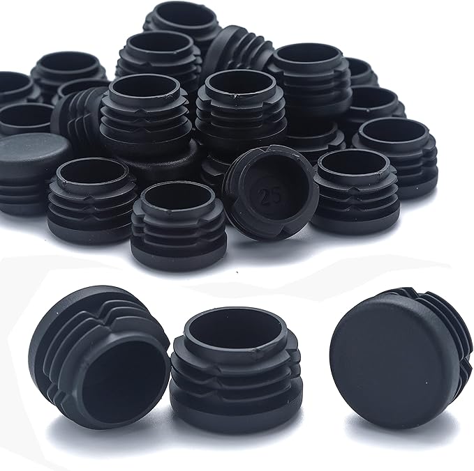 Plastic Plugs Tubing End Caps Chair End Caps Furnigear 3/4" Outside Bottom Round Tubing Caps Black Furniture Sliders Glides (Fit 0.7-074" Tube Inner Diameter, 40pack)