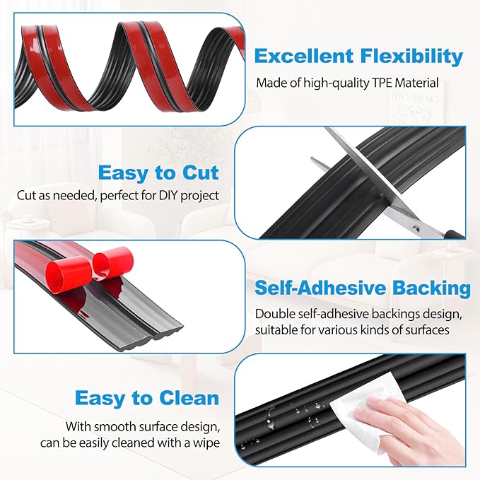 Wall Corner Protector Peel and Stick Corner Trim Molding Flexible Inside & Outside Wall Edge Guard Self Adhesive Moulding Trim for Edge Use, Black, 0.8” W x 20’ L