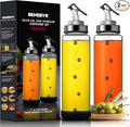 Olive Oil Dispenser Bottle for Kitchen Shatterproof Glass Bottle with Leakproof Pourer Spout & Rubber Bottom 17 oz Oil and Vinegar Dispenser Set of 2 Olive Oil Bottle for Cooking